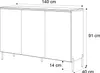 A line drawing of a cabinet with dimensions shown. Produktbild-Vorschau