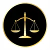 A golden scale of justice symbol on a black circular background with a golden border. Náhled obrázku produktu