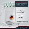 12x WELLGRO Einmachgläser 720ml – Schraubdeckel TO82 Produktbild-Vorschau 4