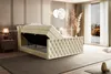 A bedroom scene with a bed that has its storage compartment open. Produktbild-Vorschau