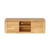 A wooden media console with drawers and open shelves, presented against a white background. Produktbild-Vorschau
