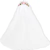Tiara mit Brautschleier und Rosen | Weiß Rosa Produktbild-Vorschau 2