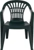 A dark green plastic garden chair is shown from the front against a white background. Náhled obrázku produktu