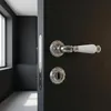 Türgriff Garnitur Keramik Weiß Klassisch Chrom Türdrücker Produktbild-Vorschau 2