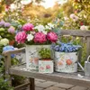 Ovaler Pflanzeimer 3er-Set Vintage Metall Blumendeko Produktbild-Vorschau 2