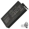 A black AC adapter with text and logos printed on it, shown diagonally on a light gray background. Podgląd zdjęcia produktu