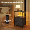 A bedside table with drawers and a lamp, next to a bed. Produktbild-Vorschau