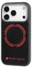 A black iPhone case with a carbon fiber texture and red accents, featuring the Audi Sport logo. Anteprima dell’immagine prodotto