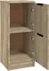 A close-up view of a wooden cabinet with two open doors, revealing shelves inside. Náhľad obrázku produktu