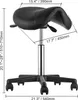 A saddle stool with dimensions indicated by lines and text. Náhled obrázku produktu