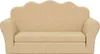 A front view of a cream-colored children's sofa with a scalloped backrest. Voir les images du produit