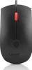 A top-down view of a black Lenovo computer mouse with a red scroll wheel. Produktbild-Vorschau