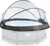 A transparent dome-shaped cover is placed over a round swimming pool. Produktbild-Vorschau