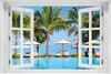 Wallario Poster mit Fenster-Illusion: Sonnenschirme am Produktbild-Vorschau 1