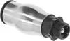 A close-up studio shot of a stainless steel and black fountain nozzle. Podgląd zdjęcia produktu