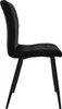 Side view of a black velvet dining chair with tufted backrest and four black metal legs. Produktbild-Vorschau