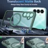 A phone case is shown in a dramatic setting with crystals, and two smaller images below compare 'Our Case' with 'Other'. Produktbild-Vorschau
