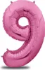 Zahl Luftballon XL 75CM Nummer Folienballon Pink 9 Produktbild-Vorschau 1