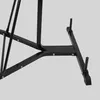 A close-up view of the base of a black metal fitness stand, showing its structural components and fasteners. Produktbild-Vorschau