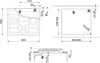 Technical drawing of a gas hob with dimensions and symbols. Voir les images du produit