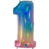 Riesenzahl Folienballon 40"/102cm | Regenbogen Zahl: 1 Produktbild-Vorschau 1
