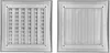 Two ventilation grilles side-by-side on a white background. The left grille has visible louvers and openings, while the right grille is solid with vertical lines. Náhled obrázku produktu
