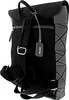 A close-up view of the back of a black and gray backpack. Produktbild-Vorschau