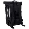 The back view of a black roll-top backpack is shown against a white background. Anteprima dell’immagine prodotto