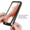 A person is demonstrating how to install a two-layer phone case onto a smartphone. Produktbild-Vorschau