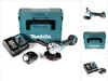 A Makita angle grinder set with a storage case, battery, and charger. Produktbild-Vorschau
