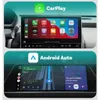 Split image showing two car infotainment systems, one with Apple CarPlay and the other with Android Auto. Produktbild-Vorschau
