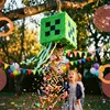Cube piñata Relaxdays, avec bâton et masque, piñata pour Voir les images du produit 2
