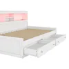 A white bed frame with drawers and LED lighting. Produktbild-Vorschau
