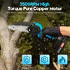 A person is using a mini chainsaw to cut a tree branch. Produktbild-Vorschau