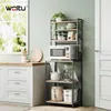 WOLTU Küchenregal, 6 Ablagen, 6 Haken, Metallrahmen, Produktbild-Vorschau 2