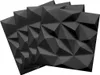 Four black geometric 3D wall panels are fanned out against a white background. Produktbild-Vorschau
