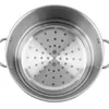 A top-down view of a stainless steel steamer basket inside a pot. Produktbild-Vorschau