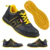 A collage of safety shoes, showing different views and the sole. Produktbild-Vorschau