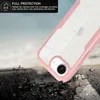 A pink phone case is shown falling onto a rocky surface, illustrating its protective qualities. Produktbild-Vorschau