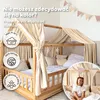 Baldachim do łóżka domku 135x270 cm kremowy ze złotą Podgląd zdjęcia produktu 4