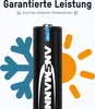 A battery is shown in the center, with graphics representing cold and heat on either side, suggesting performance in extreme temperatures. Produktbild-Vorschau