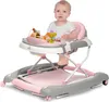 A baby sitting in a pink and gray baby walker. Produktbild-Vorschau