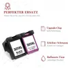 Two ink cartridges are shown in a holder, with text and icons describing their features. Produktbild-Vorschau