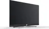 A modern flat-screen television with a sleek design and a silver stand, presented against a white background. Produktbild-Vorschau