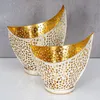 2er Set Design Teelichthalter Weiß Gold Windlicht Metall Produktbild-Vorschau 2