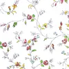 A repeating pattern of delicate floral vines with small, colorful flowers and leaves on a white background. Produktbild-Vorschau