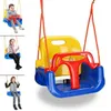 A collage of a child's swing set, showing different children using it, and a close-up of the swing itself. Produktbild-Vorschau