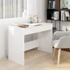 A white desk with a notebook, a pen holder with pens, and two picture frames on top, placed in a room with a window and curtains. Náhľad obrázku produktu