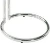 A close-up view of the base of a chrome-colored side table with a circular chrome frame and two vertical chrome legs. Produktbild-Vorschau