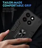 A hand holding a black phone case with a ring stand. Produktbild-Vorschau